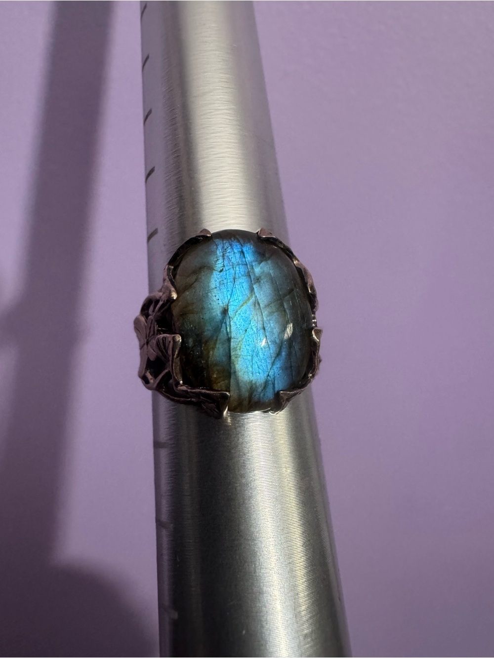 Ottoman Blue Labradorite with Leaf Design Ring